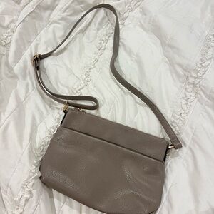 Elegant Taupe Leather Crossbody Bag